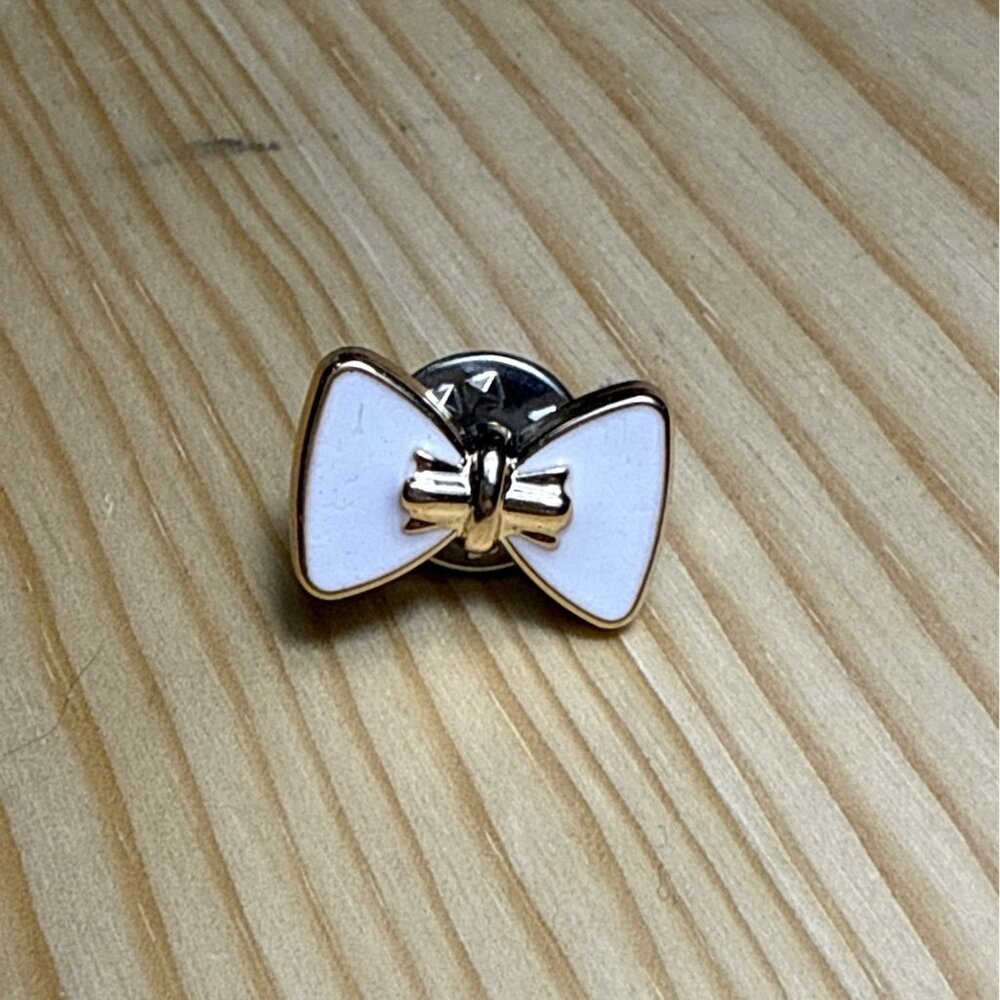 Pink and Gold Ribbon Bow Breast Pin Brooch